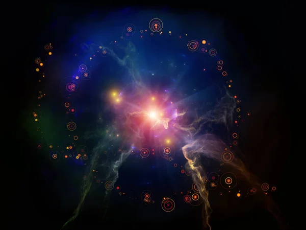 Serie Patrones Del Espacio Antecedentes Luces Nebulosas Fractales Círculos Para — Foto de Stock