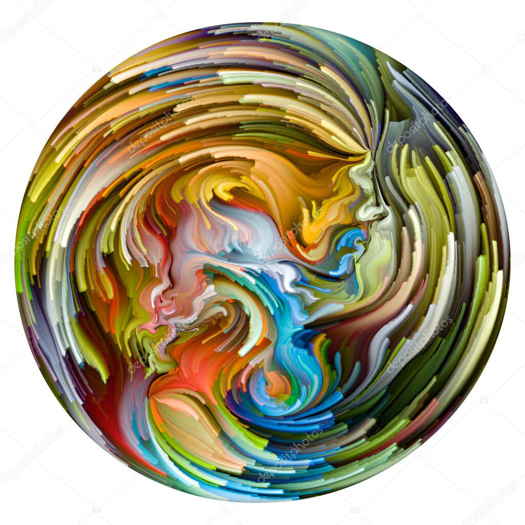 Emotional Palette series. Love swirl . Abstract painting of vibrant colors in fusion of male, female silhouettes on subject of love, relationships and romance.