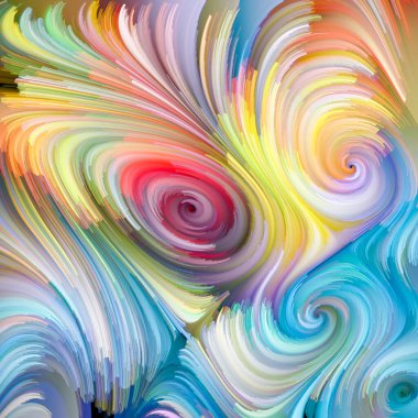 Boya girdabı serisi. Tasarım, yaratıcılık ve sanatla ilgili dijital tuval üzerindeki boya liflerinin detaylı hareketlerinden oluşan soyut tasarım
