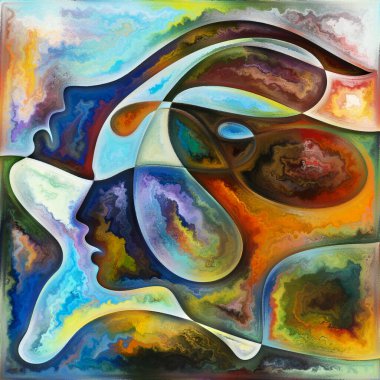 Benlik Biçimleri. Colors In Us serisi. Yaşam, drama, şiir ve algı projeleri için insan siluetleri, sanat dokuları ve renklerinden oluşan arkaplan etkileşimi