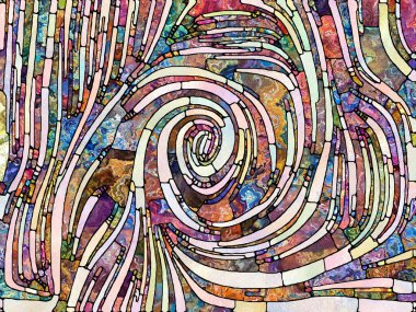 Çok renkli ışık. Lekeli Camlar Birliği serisi. Parçalanma, sanat, şiir ve tasarım birliğinin bir metaforu olarak renk ve doku parçalarından oluşan tasarım