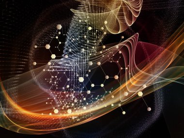 Madde Ağı. Bilim, eğitim ve modern teknoloji konularındaki parçacıklar, ışıklar ve soyut element bileşimi.