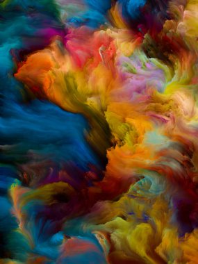 Renkli girdap serisi. Yaşam, yaratıcılık ve sanatın yerleşimlerine uygun tuvalde sıvı boyanın rengarenk hareketlerinin düzenlenmesi