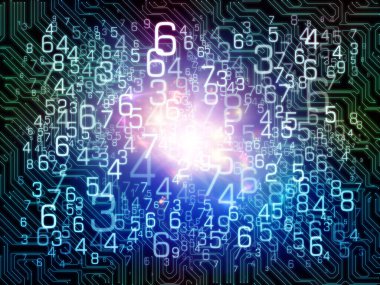 Numara İzleme. Bilim, eğitim, bilgisayar ve modern teknoloji konularındaki sayı şebekelerinin ve ışıkların örtüşmesi.