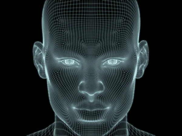 Human Head Close Render Wire Mesh Use Illustrations Technology Education — Stock Photo, Image