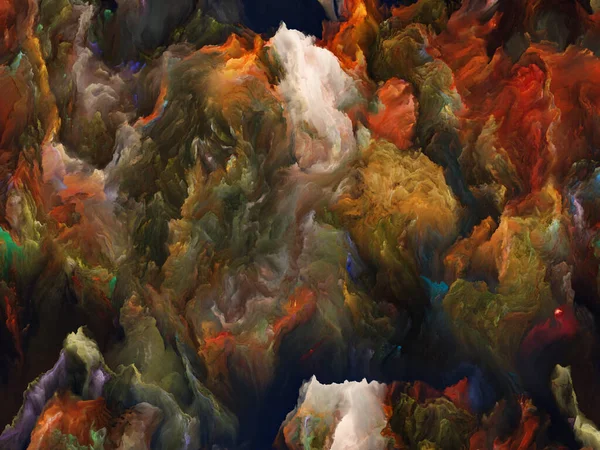 Textura Pintura Fractal Vibrante Orgânica Semelhante Atmosfera Turbulenta Planeta Alienígena — Fotografia de Stock