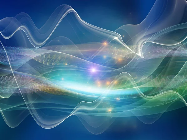 Light Wave series. Rendering of sine waves and lights background on a subject of modern technology and science.