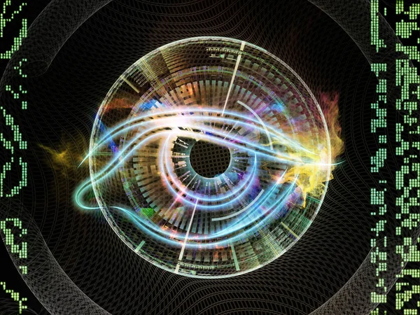 Ögonsymbol Abstrakta Tekniska Element Och Ljussammansättning Temat Vetenskap Och Utbildning — Stockfoto