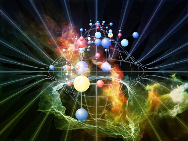 Interactie Van Moleculaire Structuur Abstracte Fractal Elementen Het Gebied Van — Stockfoto