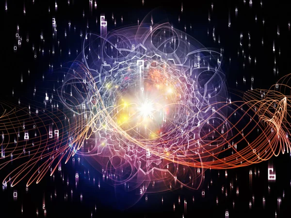 計算の対象となる抽象的な幾何学構造と数の相互作用 仮想現実と教育 — ストック写真