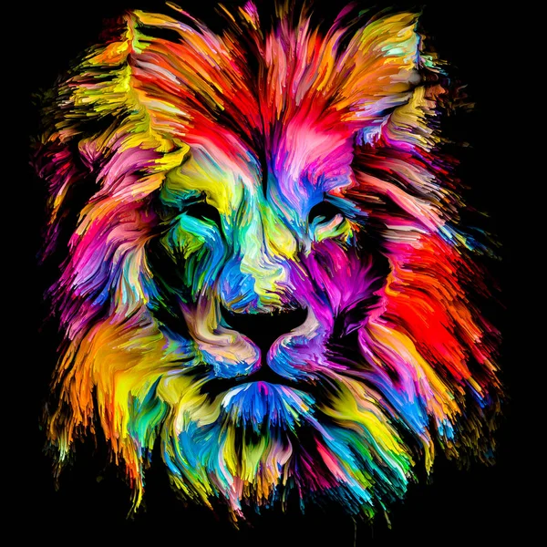 Animal Paint Series Lion Head Colorful Paint Subject Imagination Creativity — Stock Photo, Image