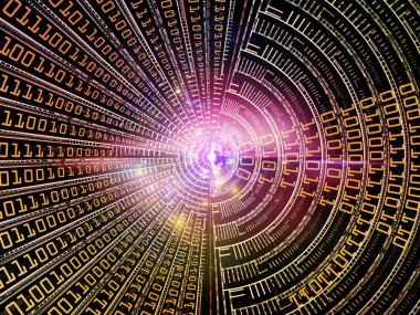 Integral Order serisi. Sayılardan oluşan altın fraktal disk ve eğitim, bilim ve modern teknoloji üzerine ışık.