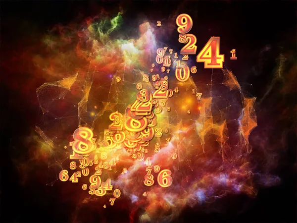 Nummeruitbarsting Abstracte Cluster Van Cijfers Lichten Onderwerp Van Wiskunde Wetenschap — Stockfoto