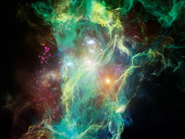 フラクタル星雲 有機的テクスチャ及び科学教育の対象となる光の要素 — ストック写真