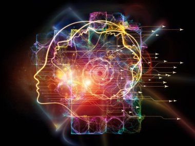 İnsan zihni, düşünme ve eğitim konularında insan, fraktal ve hafif unsurların dizaynı