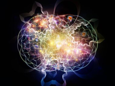 Eğitim, bilim ve modern teknoloji konularında ışık, dişli ve fraktal elementlerin bileşimi