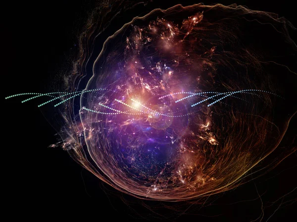 Uzayda Bilgi Parçacık Fraktal Elementler Veri Transferi Modern Teknoloji Üzerine — Stok fotoğraf
