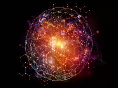 Temel kuvvetler. Eğitim, bilim ve modern teknoloji konularında soyut ışıkların ve fraktal unsurların 3 boyutlu yorumlanması