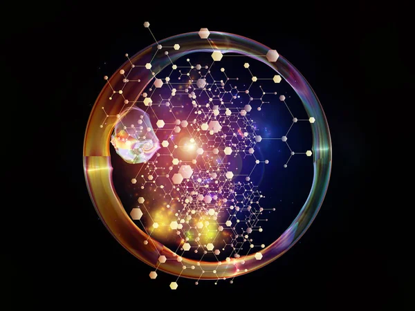 Moleculaire Structuur Licht Fractale Cirkel Compositie Onderwerp Van Wetenschap Onderwijs — Stockfoto