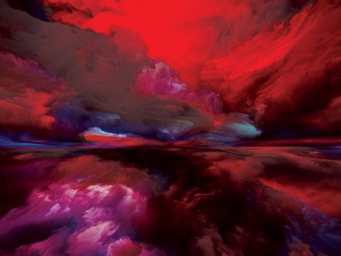 Gökkuşağı Aydınlanması. Gerçekliğe Kaçış dizisi. Doğaüstü günbatımı renklerinin ve manzara resmi, hayal gücü, yaratıcılık ve sanatla ilgili dokuların etkileşimi