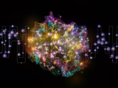 Rakamlar, düğümler, bağlayıcılar ve ışık bileşimi ağ ve modern teknoloji konularında