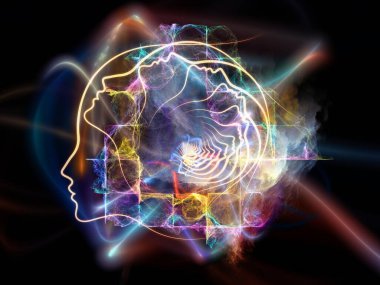 İnsan zihni, düşünme ve eğitim konularında insan, fraktal ve hafif unsurların dizaynı