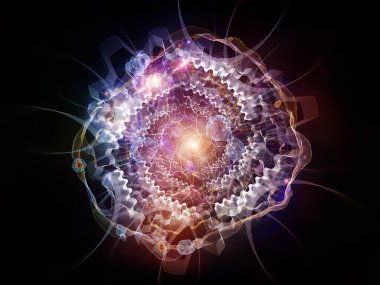 Eğitim, bilim ve modern teknoloji konularında ışık, dişli ve fraktal elementlerin bileşimi