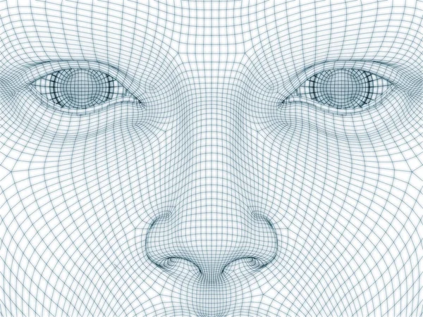 Rendering Human Head Face Wire Mesh Use Illustration Design — Stock Photo, Image