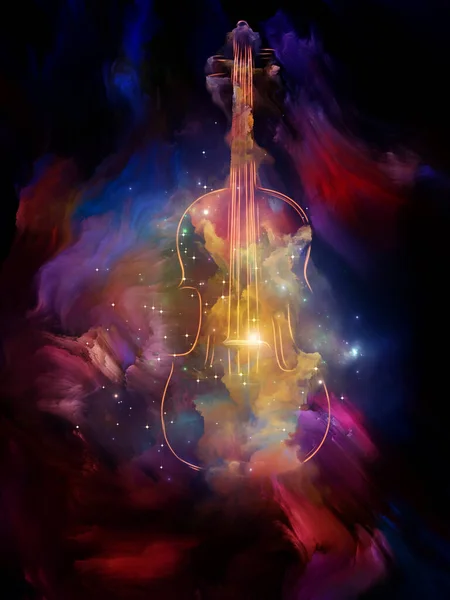 Violino Colorido Abstração Tinta Fractal Sobre Música Arte Criatividade Ilustração — Fotografia de Stock