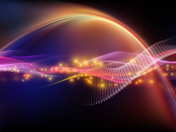 Фотонные волны. Свет и свет взаимодействуют на темы науки, образования, вычислительной техники и современных технологий. 3D рендеринг.