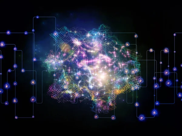 Composition Des Chiffres Des Nœuds Des Connecteurs Des Lumières Sujet — Photo