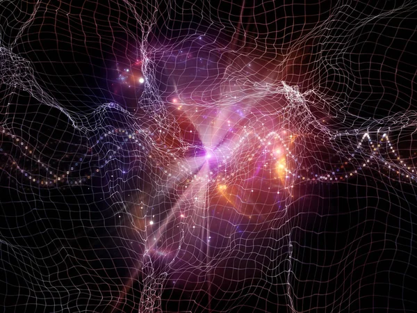 Noise Space Rendering Distorted Fractal Grids Lights Signal Sines Subject — Stock Photo, Image
