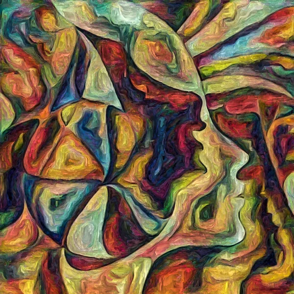 Estamos Todos Juntos Esto Siluetas Humanas Representadas Estilo Pintura Abstracta — Foto de Stock