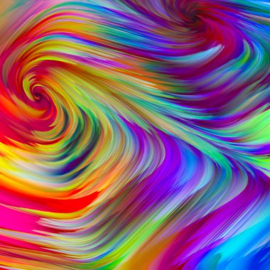 Boya girdabı serisi. Tasarım, yaratıcılık ve sanat konuları için dijital tuvaldeki boya liflerinin detaylı hareketinin bileşimi