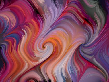 Boya girdabı serisi. Tasarım, yaratıcılık ve sanat konuları için dijital tuvaldeki boya liflerinin detaylı hareketinin bileşimi