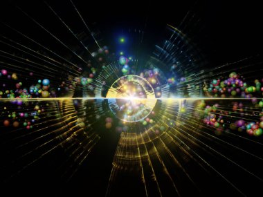 Temel parçacık fiziği, derin uzay, astrofizik, eğitim ve sanal gerçeklik konularındaki fraktal patlama ve atomik yapıların 3 boyutlu çizimi.