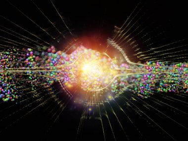 Temel parçacık fiziği, derin uzay, astrofizik, eğitim ve sanal gerçeklik konularındaki fraktal patlama ve atomik yapıların 3 boyutlu çizimi.