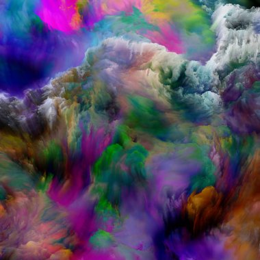 Boyalı Bulutlar serisi. Yaratıcılık ve sanat konusunda dijital tuval üzerine fraktal boya.