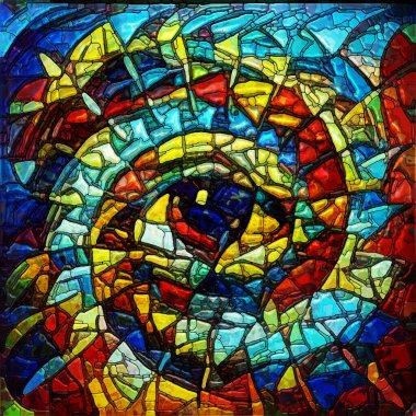Watching Me series. Stained glass composition with an eye on subject of inner world and religious identity. clipart