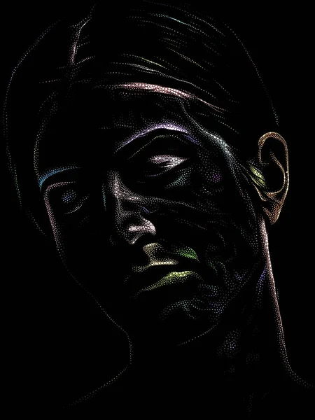 Serie Estudio Personalidad Rostro Femenino Ejecutado Con Stippling Image Technique —  Fotos de Stock