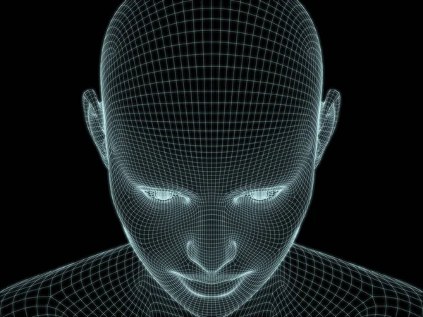 Render Ludzkiej Głowy Bliska Siatce Drucianej Wykorzystania Ilustracjach Temat Technologii — Zdjęcie stockowe