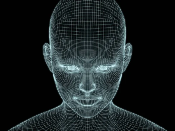 Рендеринг Голови Обличчя Людини Дротяної Сітки Використання Ілюстрації Дизайні — стокове фото