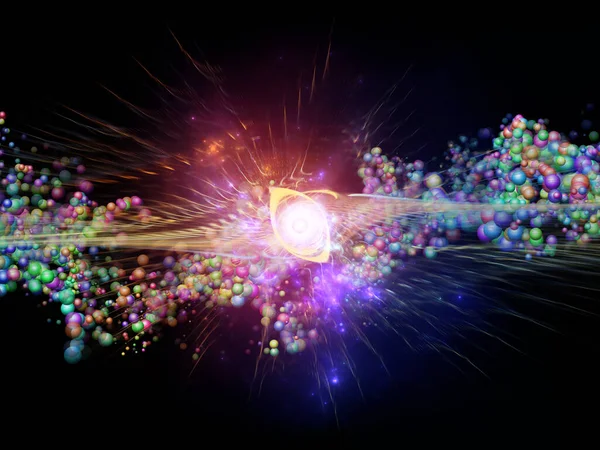 Ilustracja Fraktalnych Wybuchów Struktur Atomowych Temat Elementarnej Fizyki Cząstek Elementarnych — Zdjęcie stockowe
