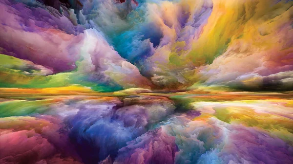 光の雲 現実逃避シリーズ 風景画 想像力 創造性 芸術のメタファーとしてのシュールな日の出の色とテクスチャで構成されたデザイン — ストック写真