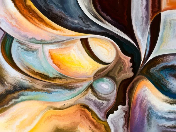 Beziehungen Textur Serien Komposition Von Menschengesichtern Farben Organischen Texturen Fließenden — Stockfoto
