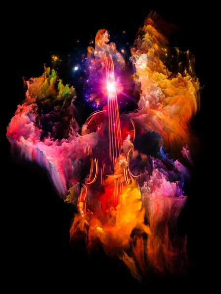 Colorful Violin Fractal Paint Abstraction Subject Music Art Creativity Illustration — Stock Photo, Image