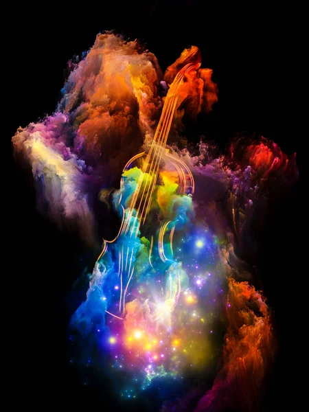 Müzik Sanat Yaratıcılık Konularında Renkli Keman Fraktal Boya Soyutlaması Görüntü — Stok fotoğraf