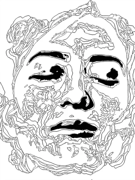 Face Path Series Дизайн Художественное Исследование Черно Белого Рисунка Женского — стоковое фото