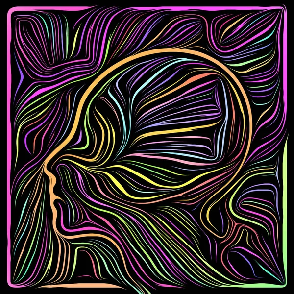 Woodcut Composition Life Lines Series Background Design Human Profile Woodcut — Stock Photo, Image