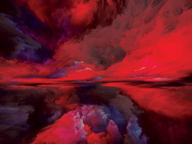 Gökyüzü Rüyaları. Gerçekliğe Kaçış dizisi. Manzara resmi, hayal gücü, yaratıcılık ve sanat projeleri için gerçeküstü gün batımı renklerinden ve dokulardan oluşan arkaplan